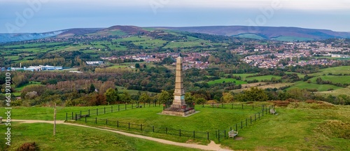 Panoramic view of Hyde War Memorial in Werner low country park, Greater Manchester UK. 