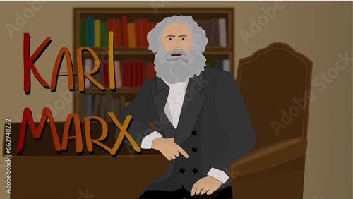 A vector drawing of philosopher Karl Marx