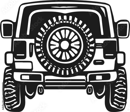 Back view jeep drawing svg vector