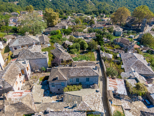 Aerial drone view of Papingo village (Zagorochoria, Epirus, Greece).
