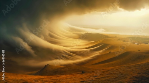 Powerful tornado. Amazing landscape of a tornado over the desert.
