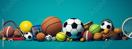 a group of different sports balls