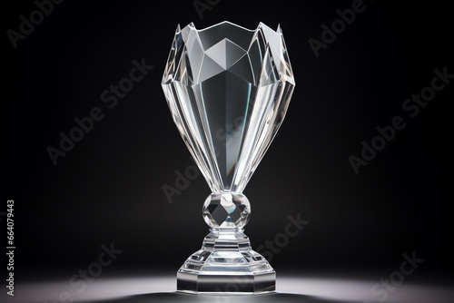 a glass trophy on a black background