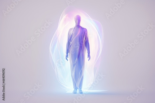 Ghostly figure in white light, spiritual resonance concept, life after death - AI Generated