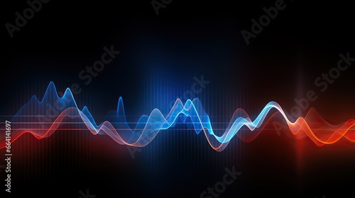 abstract sound waves, light frequencies or bright equalizer. Neon colored digital music bar for technology concept