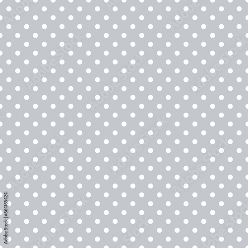 Polka dot seamless pattern. Grey and white dotted repeated background. Swatch template for textile, fabric, plaid, tablecloths, clothes. Vector square wallpaper