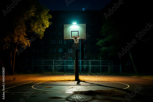 Basketball court at night