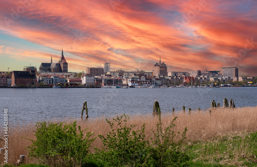 panorama of the town rostock in germany