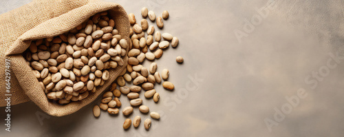 Top View Of Legume Beans In Sack, Seeds Of Nourishment