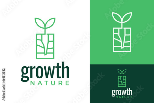 Sprout Seed Plant Tree Leaf Leaves Growth in Soil Dirt Compost Humus Layer Logo Design Branding Template