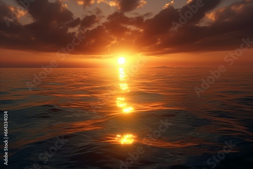 a stunning view of the sun rising across the horizon. Generative AI