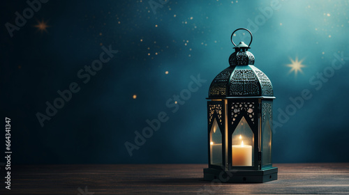 Vintage ramadan lantern with night background