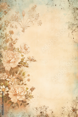 Vintage paper with flowers