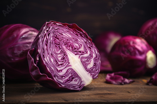 Red cabbage on the table close up
