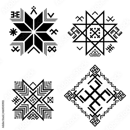 Set of old baltic Folk ancient baltic symbols