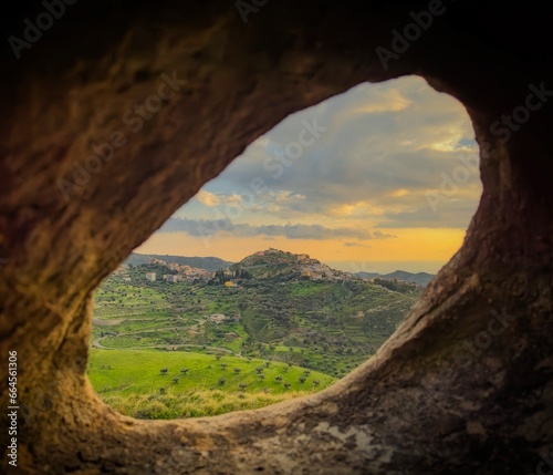 Glimpse of the village from a cave