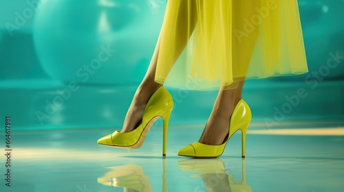 female legs in stylish stiletto shoes, woman feet in high heels, closeup studio shot