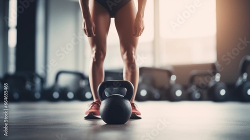 unrecognizable woman in the gym with a dumbbell. concept of new purpose, sport, wellness