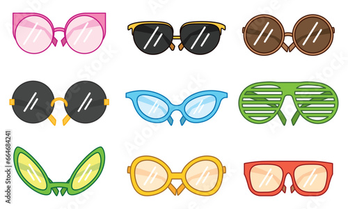 Set of colored trending eyeglasses icon Vector