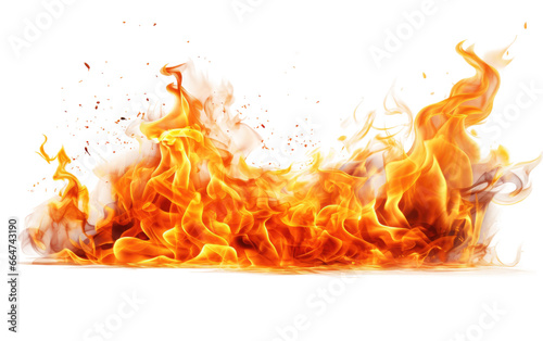 Blaze Realistic Fire Flames Portrait on White or PNG Transparent Background.