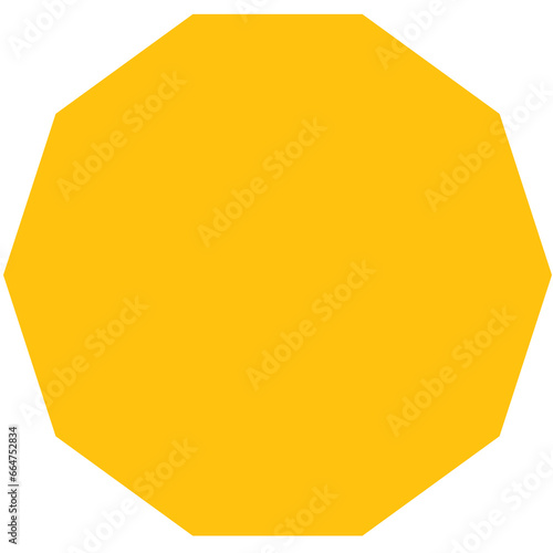 Digital png illustration of yellow decagon on transparent background