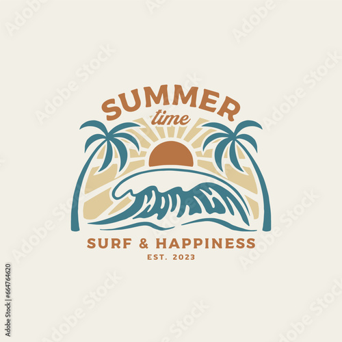 Vintage surf design template for surf club, surf shop, surf merch.