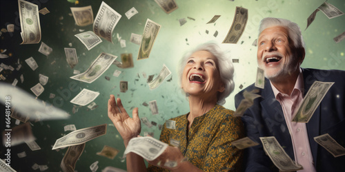 Winning The Lottery. Smiling elderly American woman