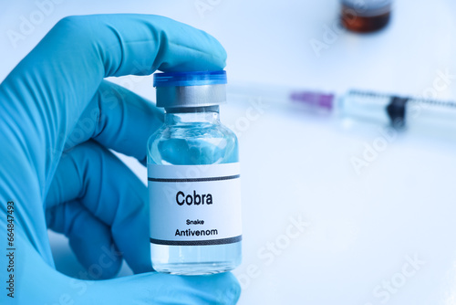 Cobra, Snake antivenoms in a vial, Serum for injection to prevent venom from snake bites