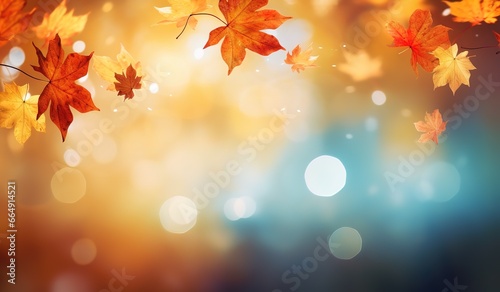 maple leaves background in bokeh style. Generative AI