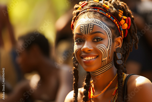 Young tribal African woman with ritual face paint