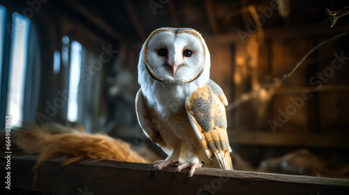 closeup of a barn owl