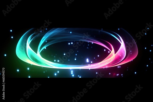 colorful neon light circular wave