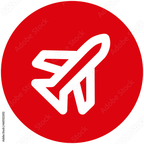 Icono rojo de avión en fondo transparente