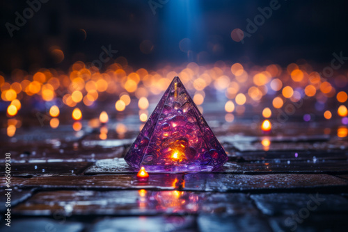 Bokeh background with mystical symbol.