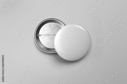 Badge pin brooch isolated on white mockup on white background