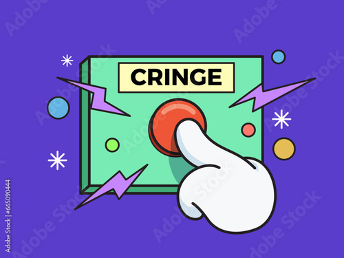 pushing the cringe button. Isolated Vector Illustration