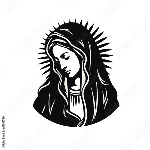 vector illustration of Our Lady Virgin Mary Mother of Jesus, Madonna, printable, suitable for logo, sign, tattoo, sticker and other print on demand