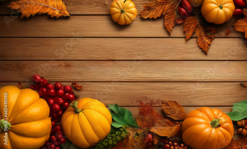 Holiday Thanksgiving Background Empty Wooden Space