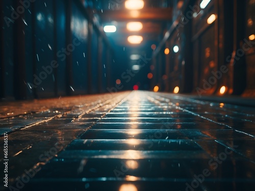 Moderner Flur mit Beleuchtung vom Boden aus fotografiert zeigt den Weg und kann als Hintergrund dienen
