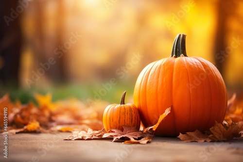  photo thanksgiving and halloween pumpkin harvest background in autumn mood made with AI GENERATED