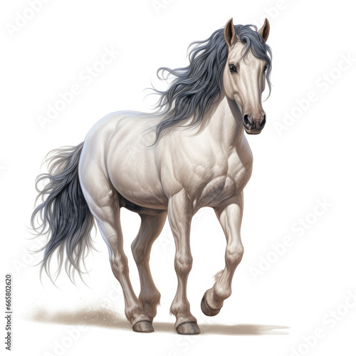 Realistic Pony Standing Gracefully. , Medieval Fantasy RPG Illustration