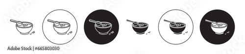 Red bean soup icon set. goulash soup vector symbol in black filled and outlined style.