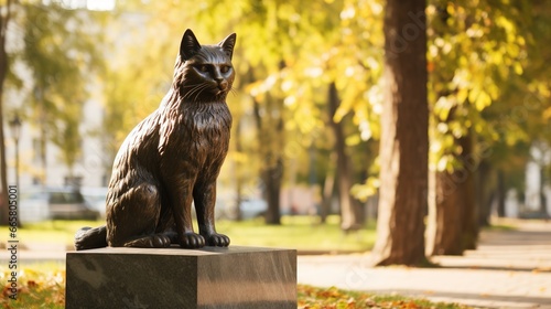 Stone Monument to the cat is installed in the park or in the cemetery 