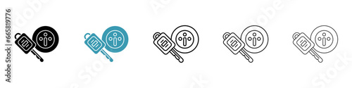 car ignition vector thin line icon set. auto engine key vector symbol for web ui designs