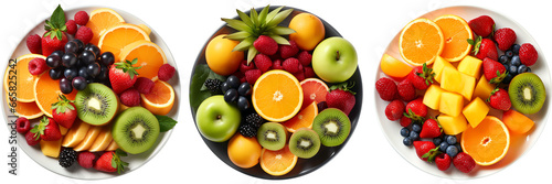 plates of fruit isolated on transparent background