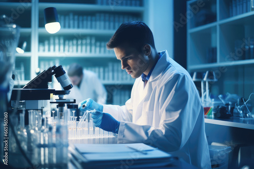 Scientist carefully handles samples in the lab. This high-quality image provides copyspace for text, making it ideal for a range of healthcare and research concepts.