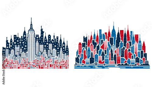 New York City skyline silhouette vector template design landscape illustration