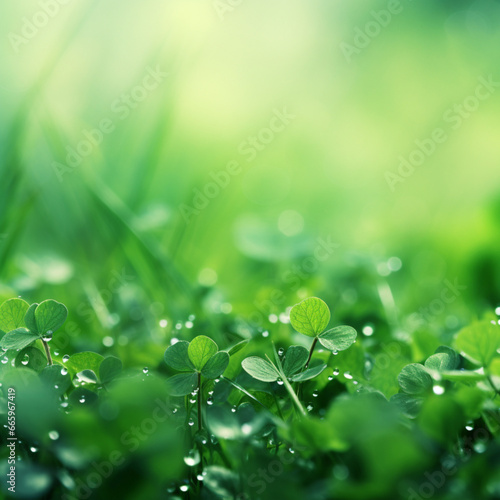 water drops on green leaf, Green background image clean high definition