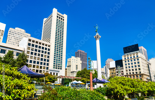 Dewey Monument, a victory column on Union Square in San Francisco - California, United States