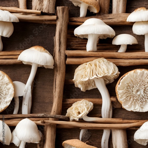 Basket with mushrooms. Mushrooms background. Generative AI. 
